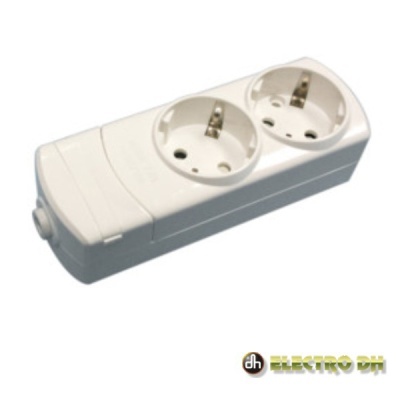 Extensão elétrica branca com duas tomadas tipo europeu