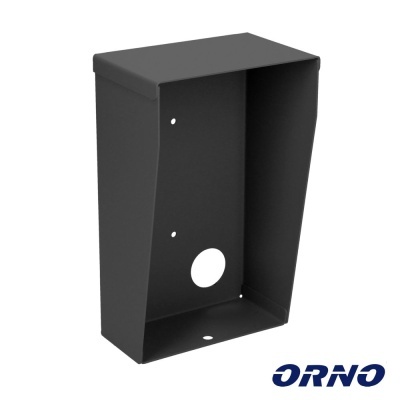 Caixa de proteção metálica preta ORNO com orifícios para cabos e fixação