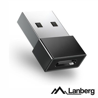 Adaptador USB para USB tipo C preto e prateado Lanberg