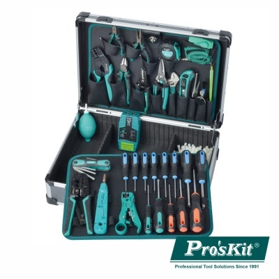 Maleta aberta com conjunto completo de ferramentas Pro'sKit