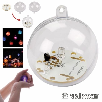 Ornamento de Natal transparente com circuito elétrico e luz LED colorida