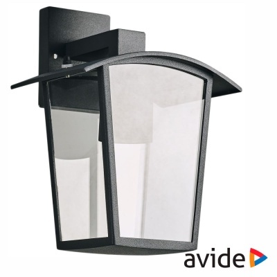 Candeeiro de parede exterior metal preto e vidro transparente com design quadrado inclinado