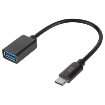 Cabo adaptador USB-C para USB 3.0 preto com conector azul