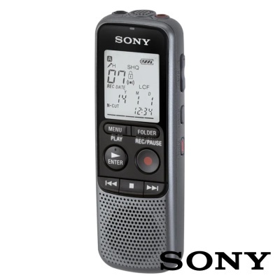 Gravador digital de voz Sony preto cinzento com ecrã LCD e botões