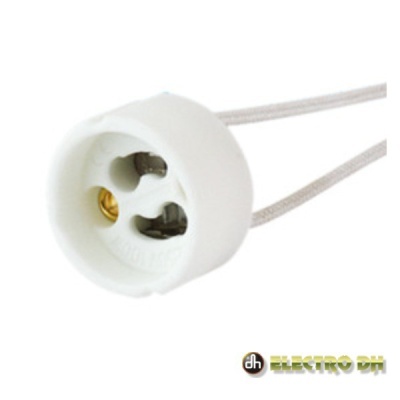 Soquete de iluminação redondo branco com fios brancos