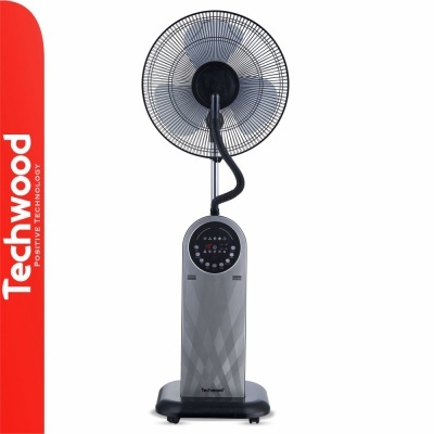 Ventoinha de pé Techwood preta e cinza com painel digital