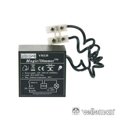 Dimmer Magic/Dimmer TM VM135 preto da Velleman com cabo elétrico