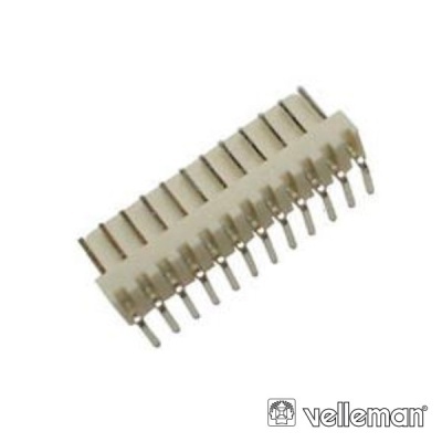 Conector elétrico de 16 pinos com estrutura plástica branca e metais