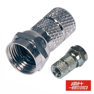 Conectores coaxiais metálicos prateados com textura canelada e roscas