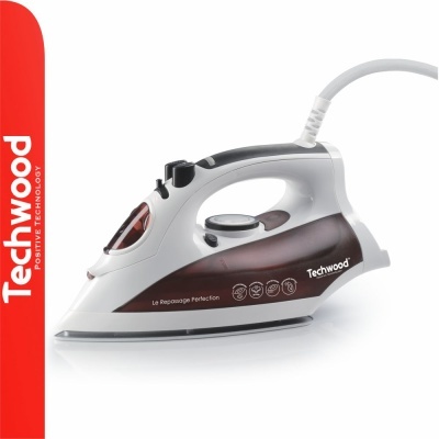 Ferro de engomar Techwood branco e cinza escuro com botão e cabo branco