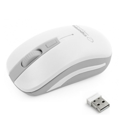 Rato de computador sem fios branco com receptor USB