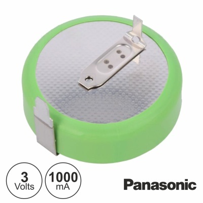 bateria Panasonic verde 3 volts 1000 mA com terminais metálicos