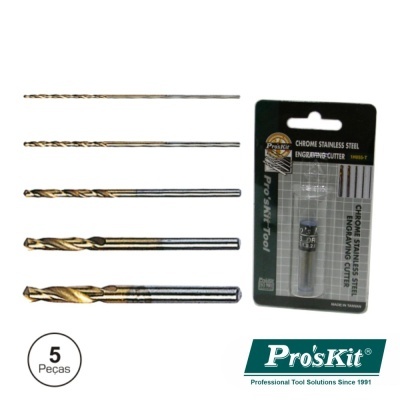 Conjunto de 5 brocas Pro'sKit com embalagem preta e verde