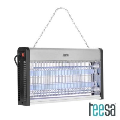 Lâmpada elétrica inseticida Teesa cinza e preta com lâmpadas azuis