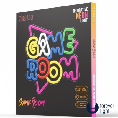 Embalagem preta de luz neon GAME ROOM colorida