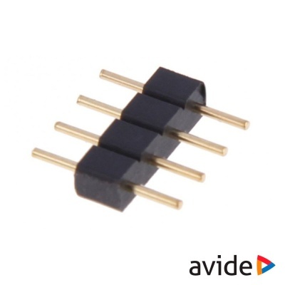 Conector de pinos masculino 4 pinos preto e dourado