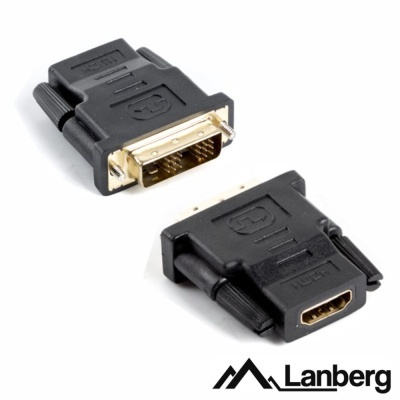 Adaptadores de vídeo digitais Lanberg DVI para HDMI preto com conexões douradas