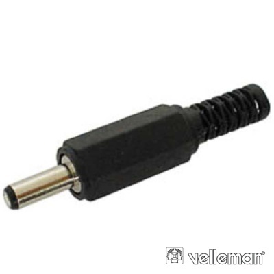 Conector DC macho preto com ponta metálica