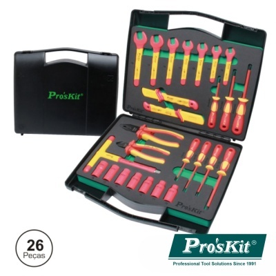 Conjunto de ferramentas Pro'sKit com 26 peças em estojo preto