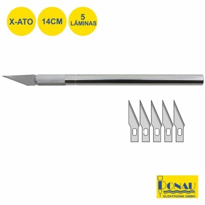 Faca de precisão X-ATO de 14 cm com cinco lâminas em fundo branco