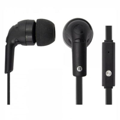 Auscultadores intra-auriculares pretos com controlo remoto no cabo