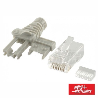 Conectores RJ45 transparentes e cinza para montagem