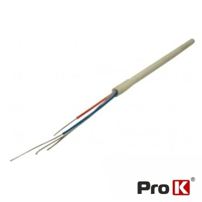 Cabo elétrico branco com fios expostos e logotipo Pro K