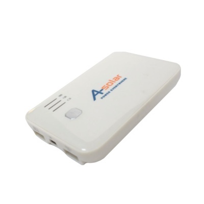 Dispositivo retangular branco ASolar com LEDs e botão prateado