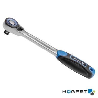 Chave de catraca com pega preta e azul e logótipo HÖGERT