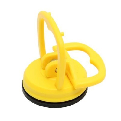 Ventosa amarela com pega ergonómica e base preta
