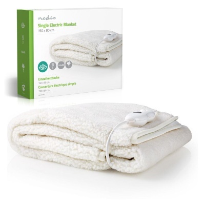 Manta elétrica simples branca com controlador e embalagem