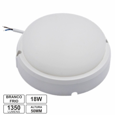Lâmpada LED redonda branca fria 18W 1350 lumens 50mm
