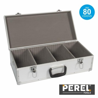 Mala branca para CD/DVD com divisórias internas e fechos metálicos da marca PEREL TOOLS