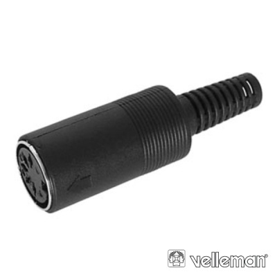 Conector DIN preto cilíndrico com cabo reforçado