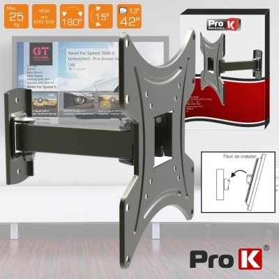 Suporte de parede metálico para TV Pro K com embalagem e instruções