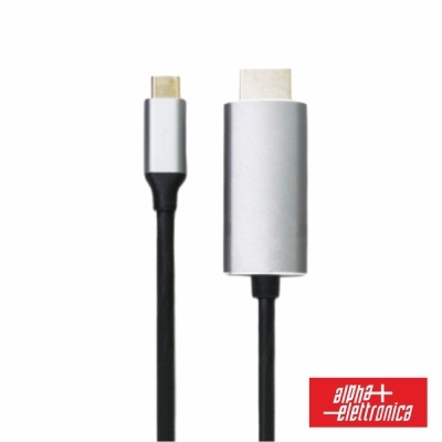 Cabo adaptador USB-C para HDMI prateado com cabo preto