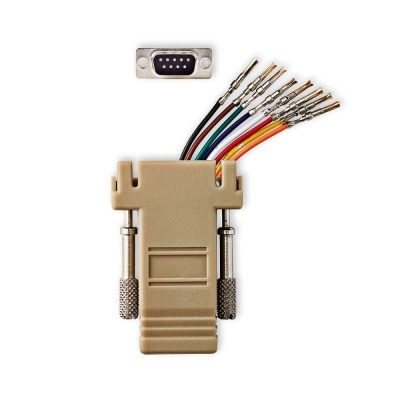 Conector DB9 bege com fios coloridos expostos