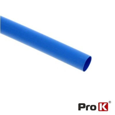 Tubo plástico azul cilíndrico em fundo branco com logótipo Pro K