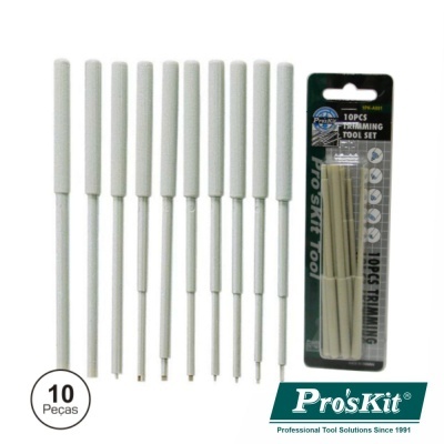 Conjunto de 10 ferramentas de trituração brancas Pro'sKit com embalagem