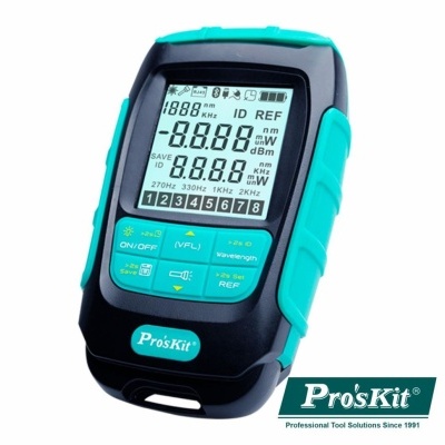 Medidor eletrônico Pro'sKit com ecrã digital e botões em verde turquesa e azul