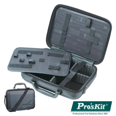 Mala preta para ferramentas Pro'sKit com compartimentos e alça