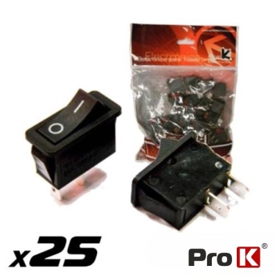 Interruptores basculantes negros com terminais e embalagem Pro K