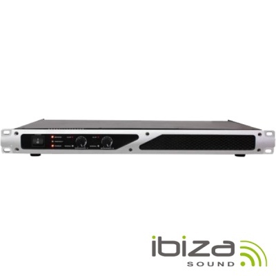 Amplificador de som Ibiza Sound formato rack 1U com botões e LEDs
