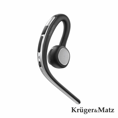 Auricular Bluetooth preto e cinza Krüger&Matz com gancho auricular
