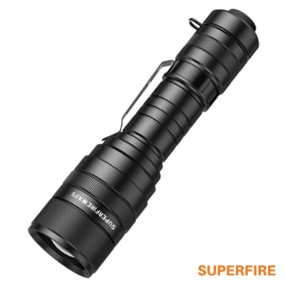 Lanterna preta de alumínio Superfire X-K15 com clip de bolso