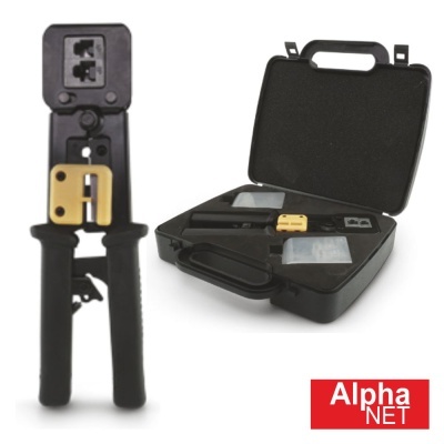 Kit de ferramentas para crimpagem com alicate preto e estojo preto Alpha NET