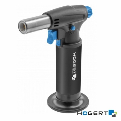 Maçarico de cozinha portátil preto e azul com texto HÖGERT