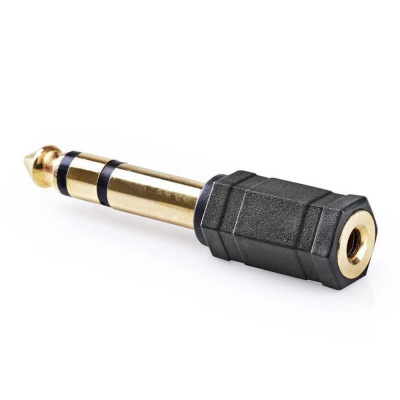 Adaptador jack áudio 6,35 mm dourado com corpo preto
