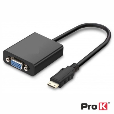 Adaptador mini DisplayPort para VGA preto com cabo flexível