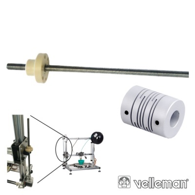 Parafuso roscado e acoplamento branco para impressora 3D Velleman